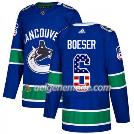 Herren Eishockey Vancouver Canucks Trikot Brock Boeser 6 Adidas 2017-2018 Blue USA Flag Fashion Authentic